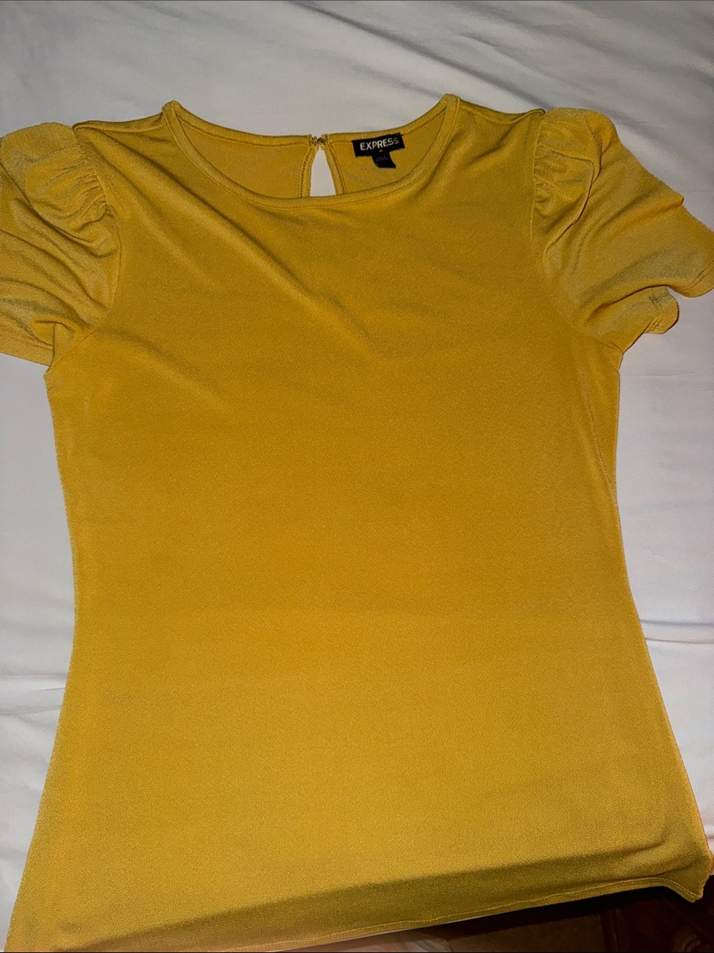 Express Women's Yellow Puff Sleeve Short Sleeve Top